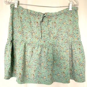 Brandy Melville Teal Green Floral Ruffle Skirt